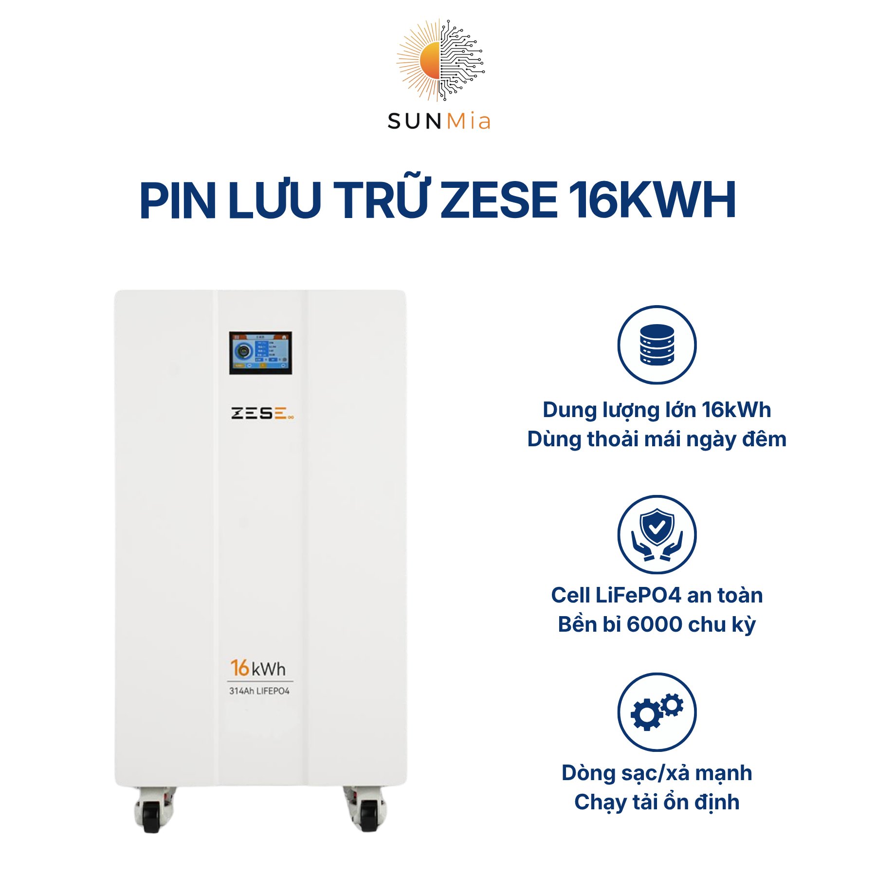 Pin lưu trữ Lithium Iron Phosphate (LiFePO₄) Model:SNT07-L, 314Ah - điện áp 51.2V