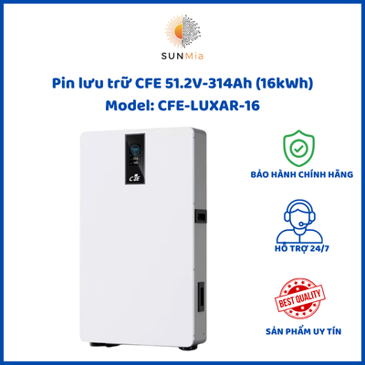 Pin Lithium lưu trữ điện của hệ thống điện năng lượng mặt trời,model: CFE-LUXAR 16 , 314Ah,điện áp 48-56V, công suất: 16.08 kWh.